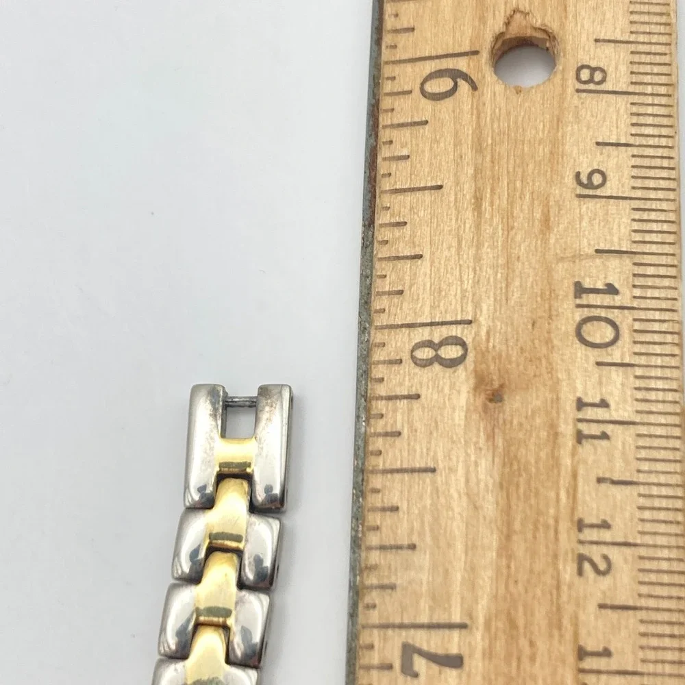 Vintage Xanadu Women's Watch Silver Gold Tone Hearts Crystals New Battery 7.25